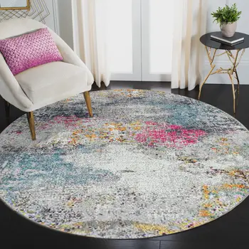 8' X 8' Blue Gray And Purple Area Rug