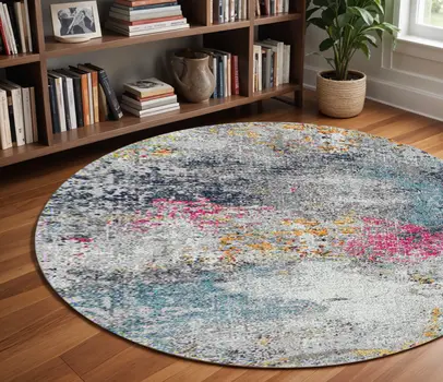 8' X 8' Blue Gray And Purple Area Rug