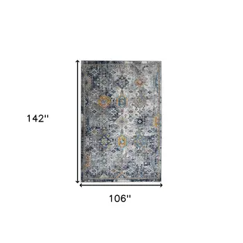9' X 12' Blue and Orange Geometric Power Loom Area Rug