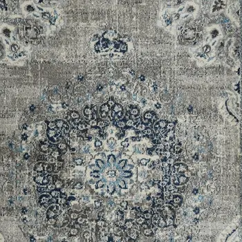 3' X 5' Gray Ivory And Teal Area Rug