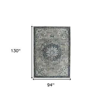 8' X 11' Teal Blue Medallion Power Loom Area Rug