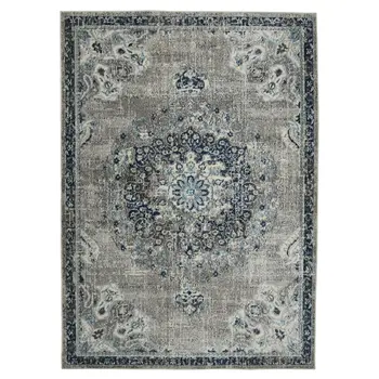 9' X 12' Teal Blue Medallion Power Loom Area Rug