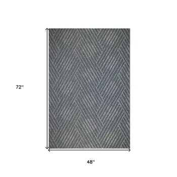 4' X 6' Gray and Blue Geometric Stain Resistant Indoor Outdoor Area Rug