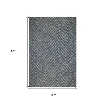 8' X 10' Gray and Blue Geometric Stain Resistant Indoor Outdoor Area Rug