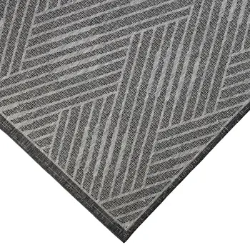 9' X 12' Gray and Blue Geometric Stain Resistant Indoor Outdoor Area Rug