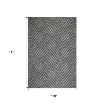 9' X 12' Gray and Blue Geometric Stain Resistant Indoor Outdoor Area Rug