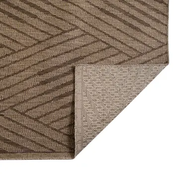 6' X 9' Beige Geometric Stain Resistant Indoor Outdoor Area Rug