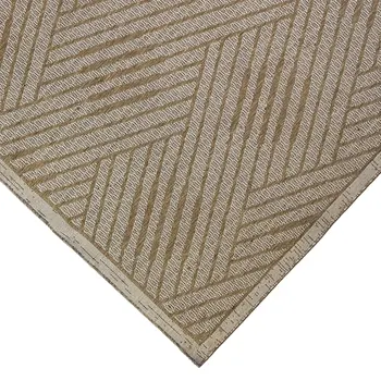 9' X 12' Beige Geometric Stain Resistant Indoor Outdoor Area Rug