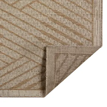 9' X 12' Beige Geometric Stain Resistant Indoor Outdoor Area Rug
