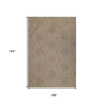 9' X 12' Beige Geometric Stain Resistant Indoor Outdoor Area Rug