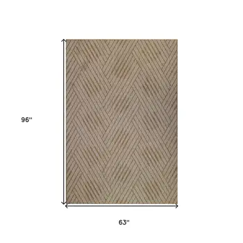 5' X 8' Beige Geometric Stain Resistant Indoor Outdoor Area Rug