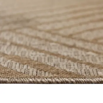 6' X 9' Beige Geometric Stain Resistant Indoor Outdoor Area Rug