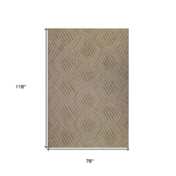 6' X 9' Beige Geometric Stain Resistant Indoor Outdoor Area Rug