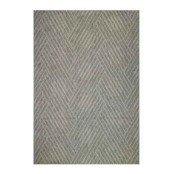 8' Runner Gray Geometric Stain Resistant Indoor Outdoor Runner Rug