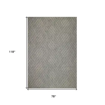 6' X 9' Gray Geometric Stain Resistant Indoor Outdoor Area Rug