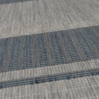 8' Runner Blue and Gray Striped Stain Resistant Indoor Outdoor Runner Rug