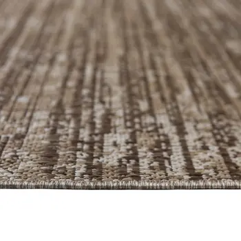 8' X 10' Brown and Ivory Striped Stain Resistant Indoor Outdoor Area Rug
