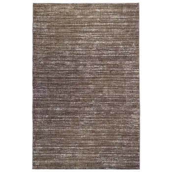 8' Runner Brown and Ivory Striped Stain Resistant Indoor Outdoor Runner Rug