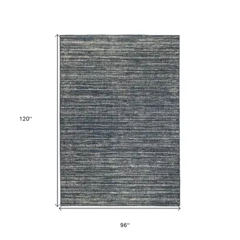8' X 10' Gray and Blue Striped Stain Resistant Indoor Outdoor Area Rug