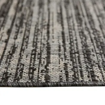 5' X 8' Brown and Ivory Striped Stain Resistant Indoor Outdoor Area Rug