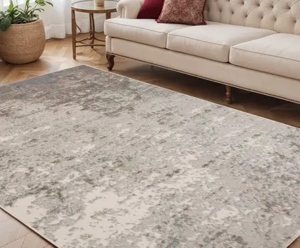 5' X 8' Gray and Dark Gray Abstract Power Loom Area Rug