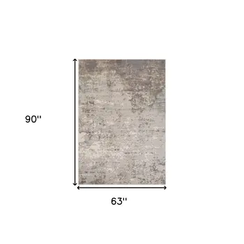 5' X 8' Gray and Dark Gray Abstract Power Loom Area Rug