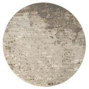 8' Gray and Dark Gray Abstract Power Loom Round Rug