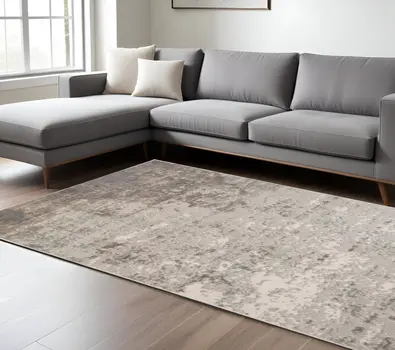 9' X 12' Gray and Dark Gray Abstract Power Loom Area Rug
