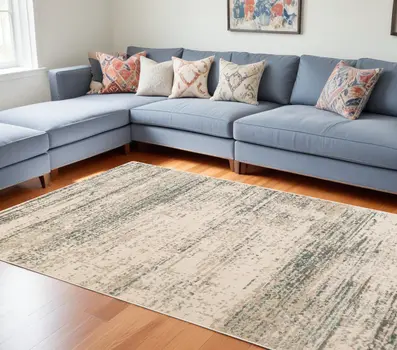 9' X 12' Gray and Ivory Abstract Power Loom Area Rug