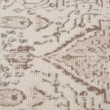 8' Gray and Light Cream Medallion Power Loom Round Rug