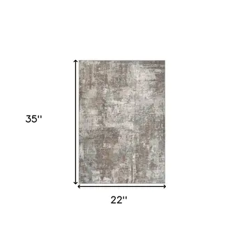 2' X 3' Gray and Light Brown Abstract Power Loom Area Rug