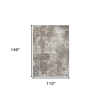 9' X 12' Gray and Light Brown Abstract Power Loom Area Rug