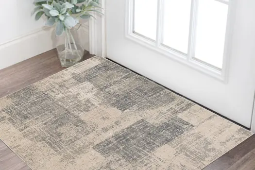 2' X 3' Gray and Light Blue Abstract Power Loom Area Rug