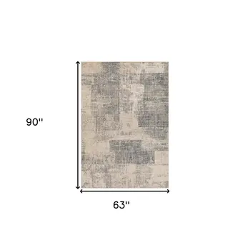 5' X 8' Gray and Light Blue Abstract Power Loom Area Rug