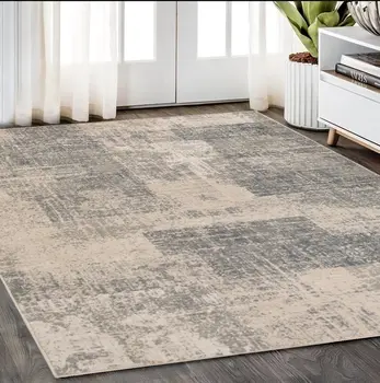 5' X 8' Gray and Light Blue Abstract Power Loom Area Rug
