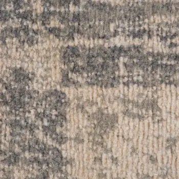 8' Gray and Light Blue Abstract Power Loom Round Rug