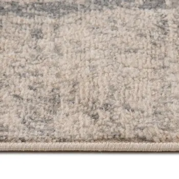8' Gray and Light Blue Abstract Power Loom Round Rug