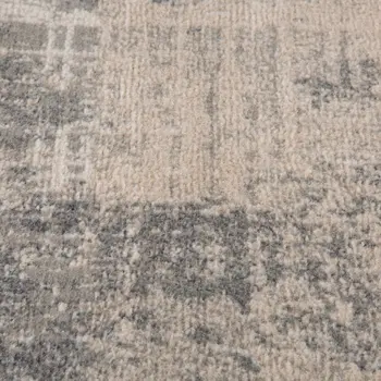8' Gray and Light Blue Abstract Power Loom Round Rug