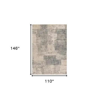 9' X 12' Gray and Light Blue Abstract Power Loom Area Rug