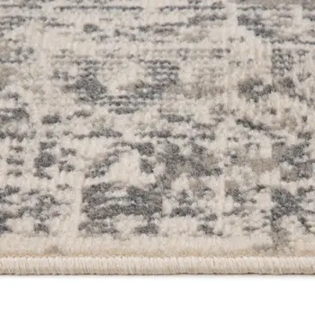 8' X 10' Medium Gray and Ivory Medallion Power Loom Area Rug