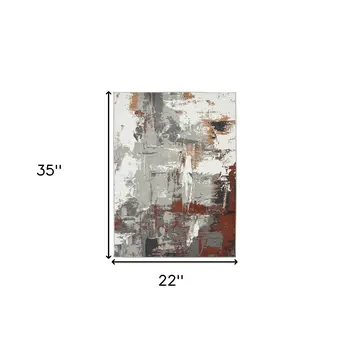 2' X 3' Ivory Gray and Rust Abstract Power Loom Area Rug
