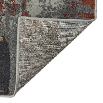 10' Ivory Gray and Rust Abstract Power Loom Runner Rug