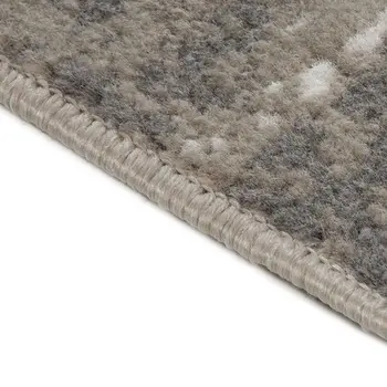8' Ivory Black and Gray Abstract Power Loom Round Rug