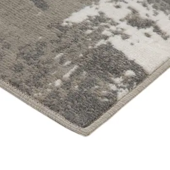 9' X 12' Ivory Black and Gray Abstract Power Loom Area Rug