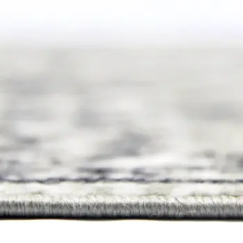 10' Gray and Dark Gray Floral Power Loom Runner Rug