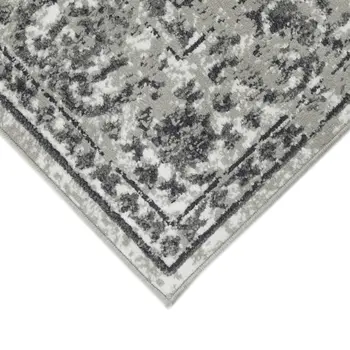 6' X 9' Gray and Dark Gray Floral Power Loom Area Rug