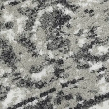 8' Gray and Dark Gray Floral Power Loom Round Rug