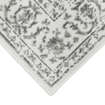 10' Gray and Light Gray Floral Power Loom Runner Rug