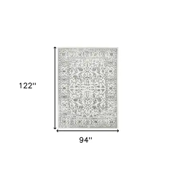8' X 10' Ivory And Gray Floral Area Rug