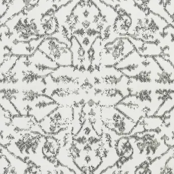 8' Gray and Light Gray Floral Power Loom Round Rug